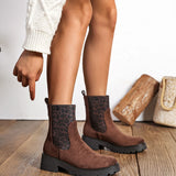 BOTTINES MARRON – MOTIF ANIMALIER ÉLÉGANT