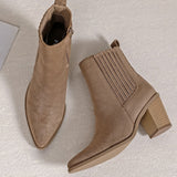 BOTTINES TAUPES À TALON CARRÉ