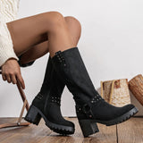 BOTTES NOIRES À TALONS AVEC STUDS