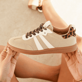 Basket semelle marron femme beige à lacets - Fiona - Casualmode.fr