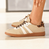 Basket semelle marron femme beige à lacets - Fiona - Casualmode.fr