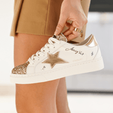 Basket femme blanche étoile à lacets - Aminata - Casualmode.fr