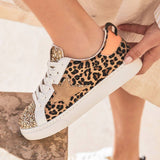 Basket femme étoile motif léopard à lacets - Juliette - Casualmode.fr