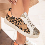Basket femme étoile motif léopard à lacets - Juliette - Casualmode.fr
