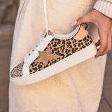Basket femme étoile motif léopard à lacets - Juliette - Casualmode.fr