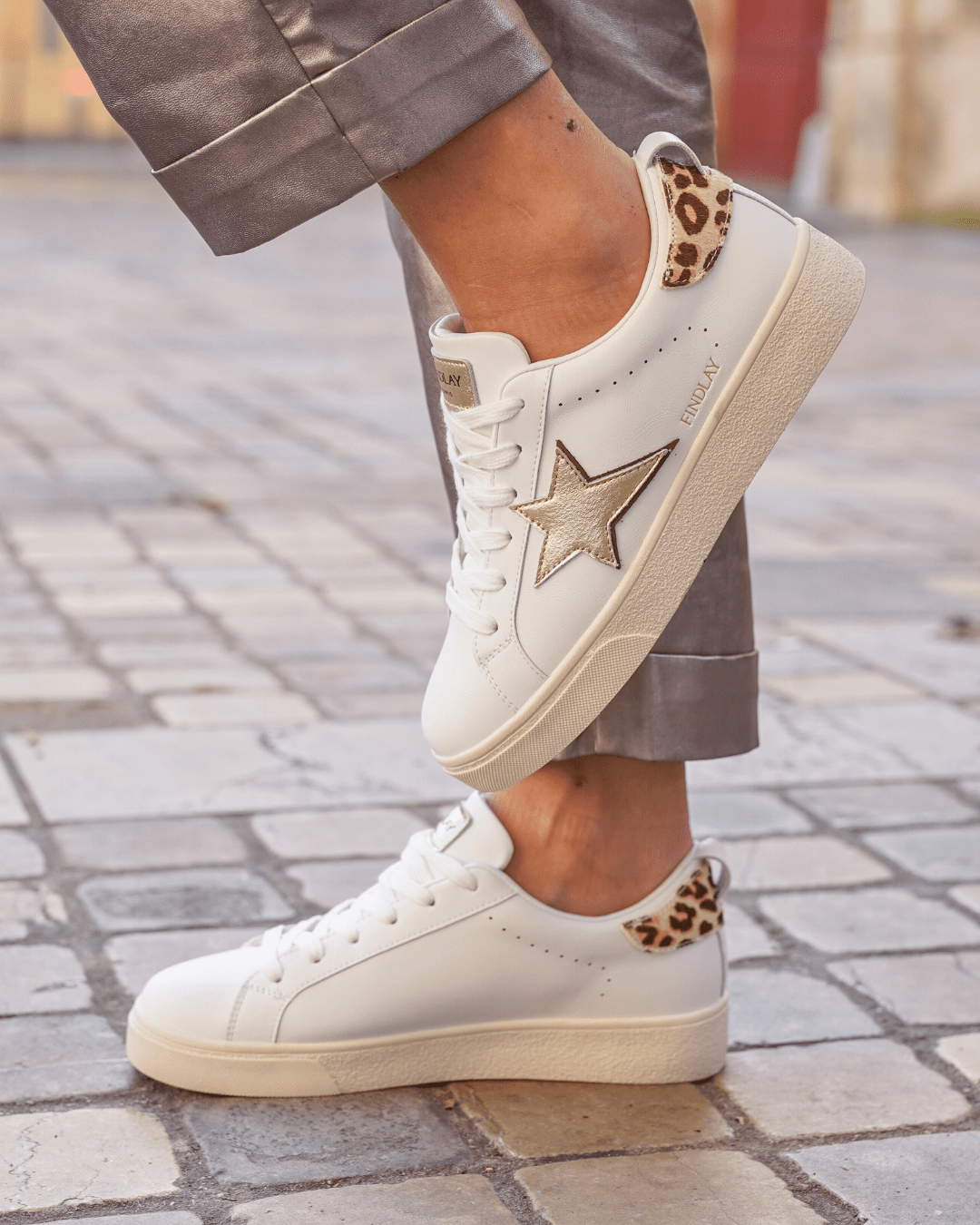 Basket femme étoile dorée à lacets - Delphina - Casualmode.fr