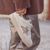 Basket femme étoile dorée à lacets - Delphina - Casualmode.fr