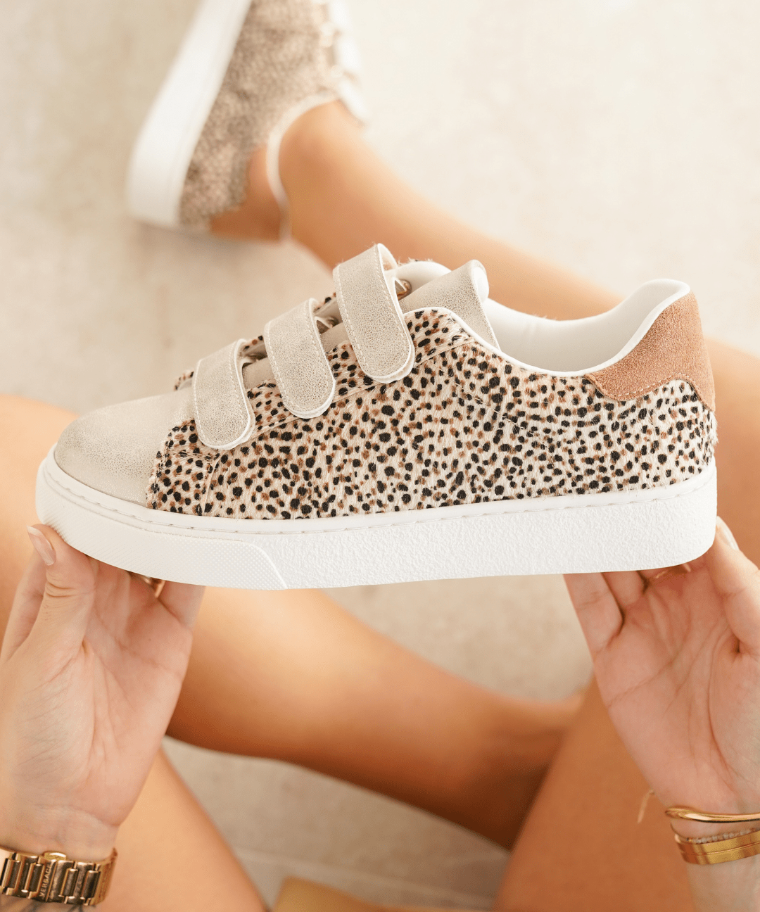 Basket femme léopard à scratch - Pamela - Casualmode.fr