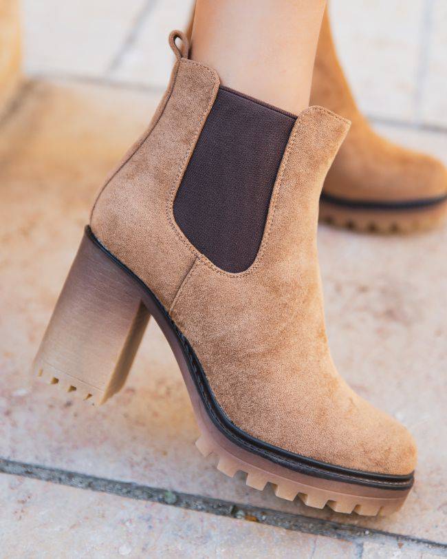 Bottines femme camel à talon - Bertille - Casualmode.fr
