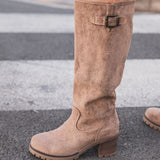 BOTTES HAUTES ÉLÉGANTES À TALON TAUPE - Casualmode.fr