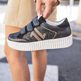 Basket femme noire à scratch - CL79 BLACK - Casualmode.fr