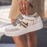 Basket femme dorée à scratch - CL79 GOLD - Casualmode.fr