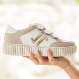 Basket femme dorée et blanche creepers à scratch - CL73 GOLD - Casualmode.fr