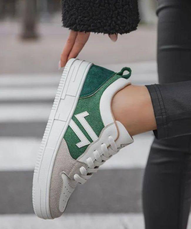 Basket femme verte à lacets - CL68 GREEN - Casualmode.fr