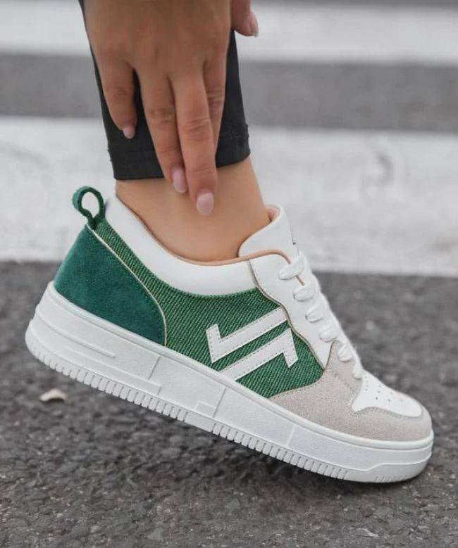Basket femme verte à lacets - CL68 GREEN - Casualmode.fr