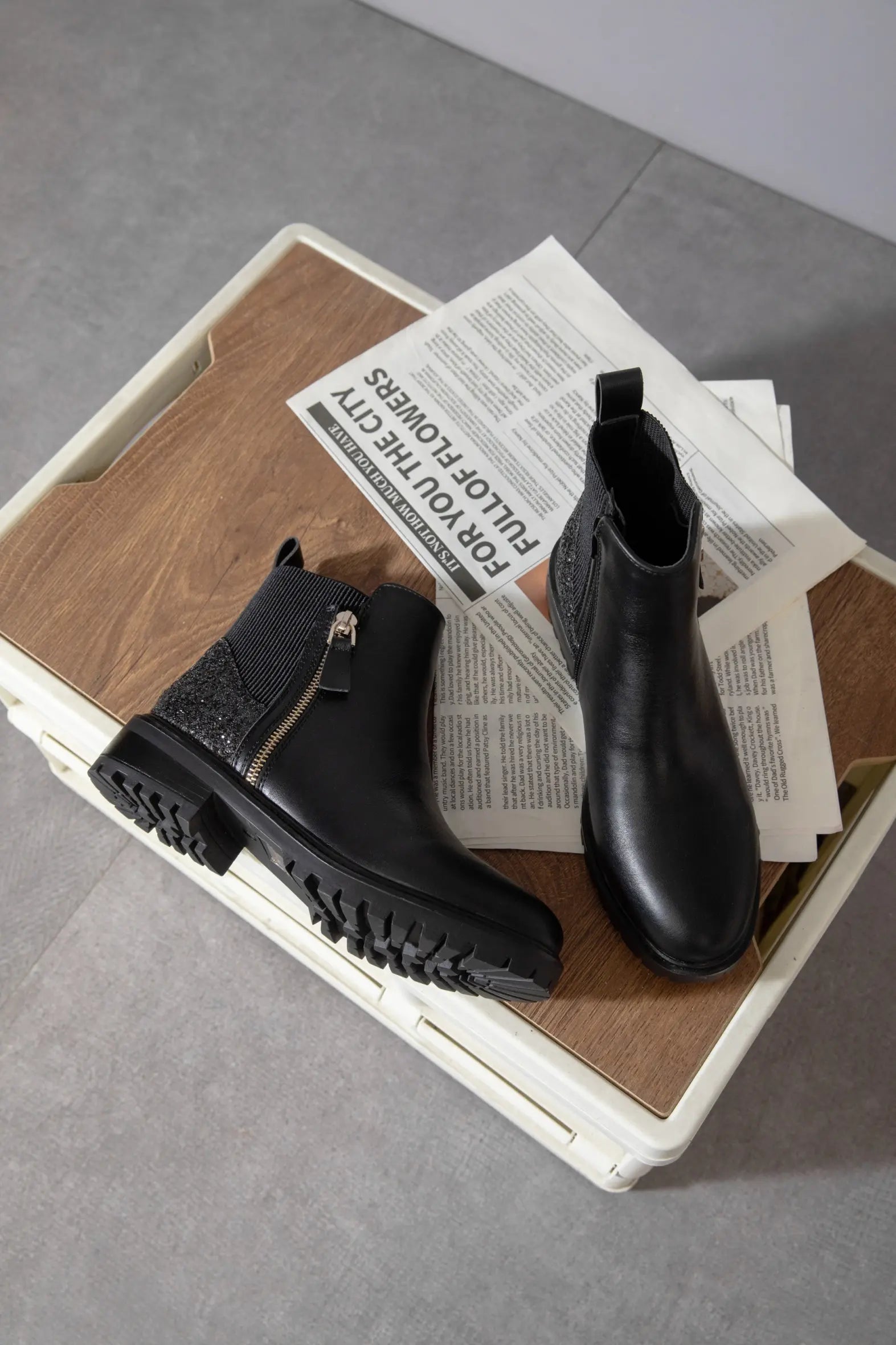BOTTINES NOIRES CHELSEA À GLITTER - Casualmode.fr