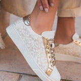 Basket femme blanche et dorée à lacets - Eliana - Casual Mode
