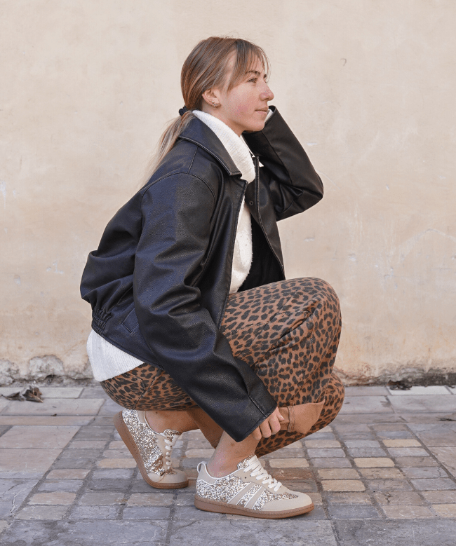 Basket femme dorée à lacets - Carole - Casualmode.fr
