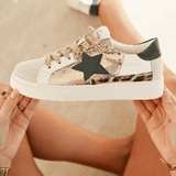 Basket femme dorée étoile à lacets - Joya - Casualmode.fr