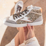 Basket femme éclair dorée montante - Romane - Casualmode.fr