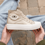 Basket femme montante dorée à lacets - Kelly - Casualmode.fr