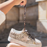 Basket femme paillettes dorées à lacets - Roxane - Casualmode.fr