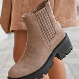 BOTTINES TAUPE À TALON ÉPAIS