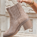 BOTTINES TAUPE À TALON ÉPAIS