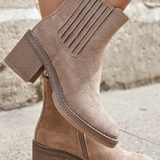 BOTTINES TAUPE À TALON ÉPAIS
