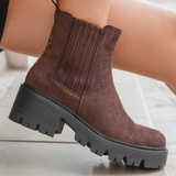 BOTTINES CHELSEA MARRON AVEC DÉTAIL LÉOPARD