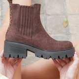 BOTTINES CHELSEA MARRON AVEC DÉTAIL LÉOPARD