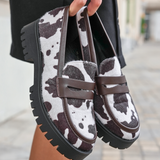 MOCASSINS MOTIF VACHE AVEC SEMELLE ÉPAISSE