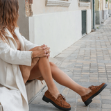 MOCASSINS CAMEL SEMELLE ÉPAISSE NOIRE