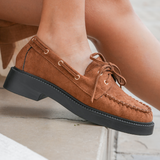 MOCASSINS CAMEL SEMELLE ÉPAISSE NOIRE