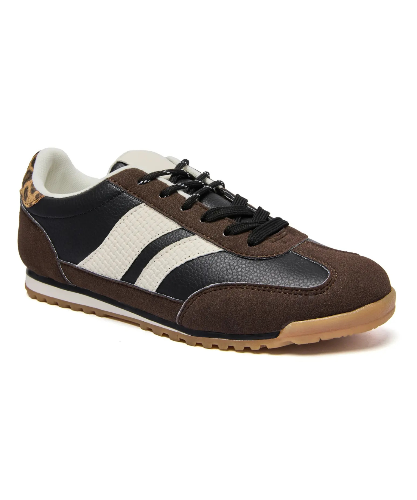 BASKETS FEMME MARRON ET NOIR A LACETS - Casualmode.fr