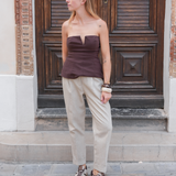 BASKETS TAUPE À SEMELLE ÉPAISSE ET DÉTAILS EN LAINE BOUCLÉE