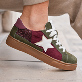 BASKETS VERTES ET BORDEAUX À ÉTOILE BLANCHE