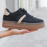 BASKETS PLATEFORME NOIRES ET BEIGE – STYLE URBAIN