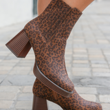 BOTTINES À TALON IMPRIMÉ LÉOPARD