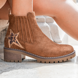 BOTTINES CAMEL AVEC ÉTOILE BRODÉE