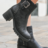 BOTTINES NOIRES EFFET CROCODILE