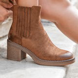 BOTTINES CAMEL À TALONS BLOCS
