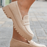 MOCASSINS BEIGE À SEMELLE CRANTÉE