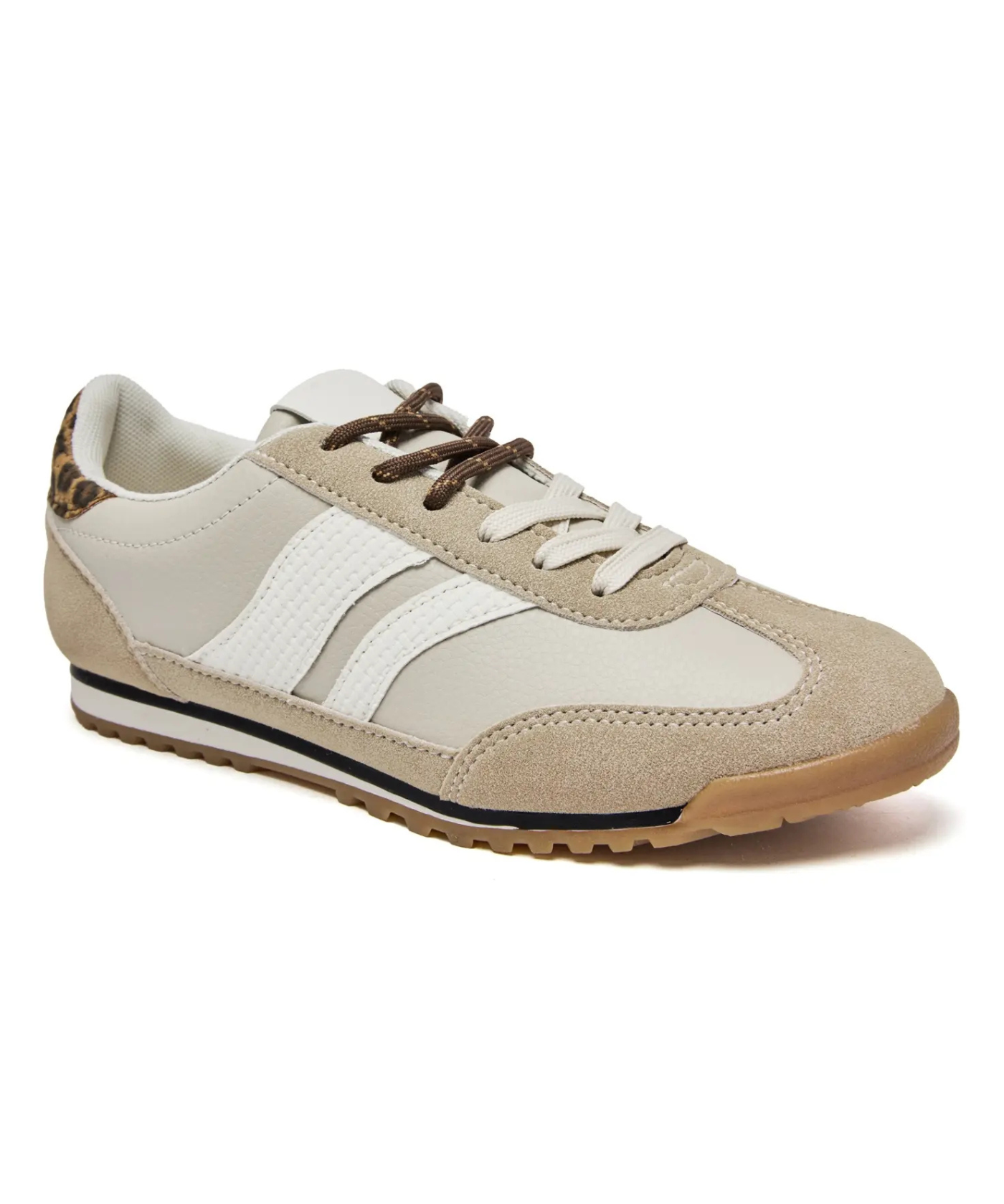 BASKETS FEMME MARRON BEIGE ET LEO - Casualmode.fr