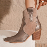 BOTTINES COWBOY TAUPE À TALON - Casualmode.fr