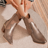 BOTTINES COWBOY TAUPE À TALON - Casualmode.fr