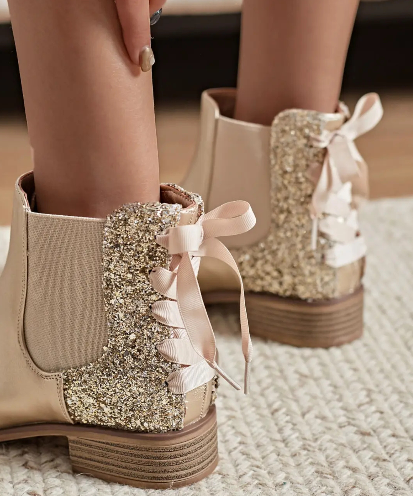 BOTTINES DORÉES GLITTER – ÉCLAT & ÉLÉGANCE - Casualmode.fr