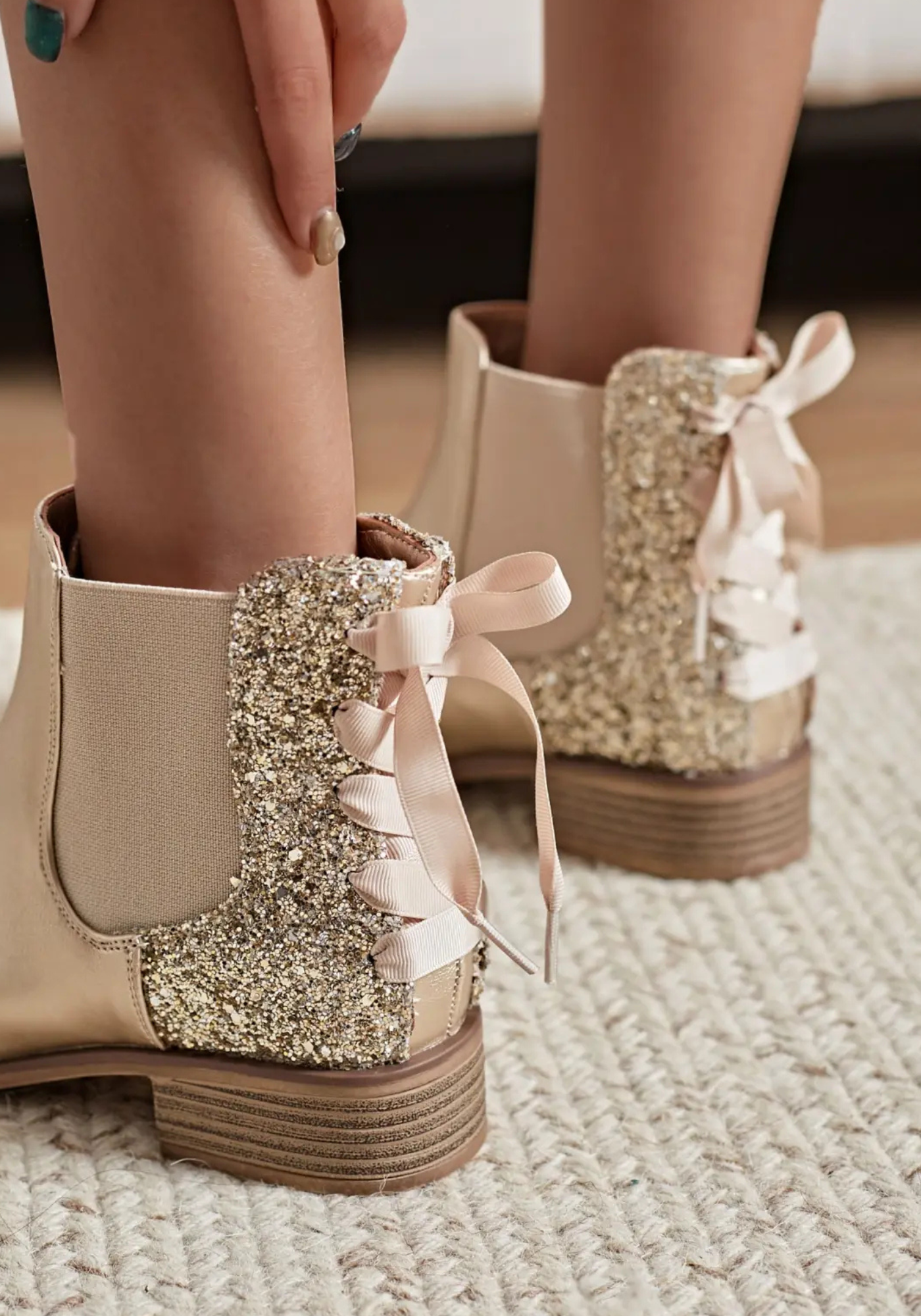 BOTTINES DORÉES GLITTER – ÉCLAT & ÉLÉGANCE - Casualmode.fr