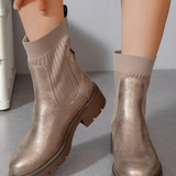 BOTTINES STYLE CHAUSSETTES – BRONZE MÉTALLISÉ - Casualmode.fr