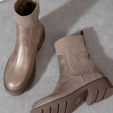 BOTTINES STYLE CHAUSSETTES – BRONZE MÉTALLISÉ - Casualmode.fr